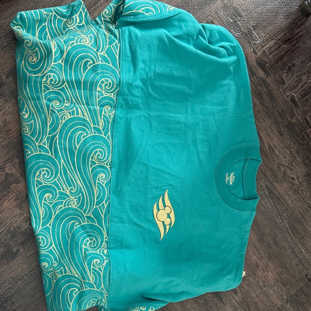 Disney Teal and Gold Wave Long Sleeve Top